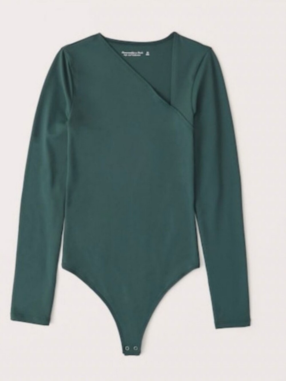 Abercrombie Bodysuit M Dark Green Long Sleeves Assymetrical Neckline Fitted